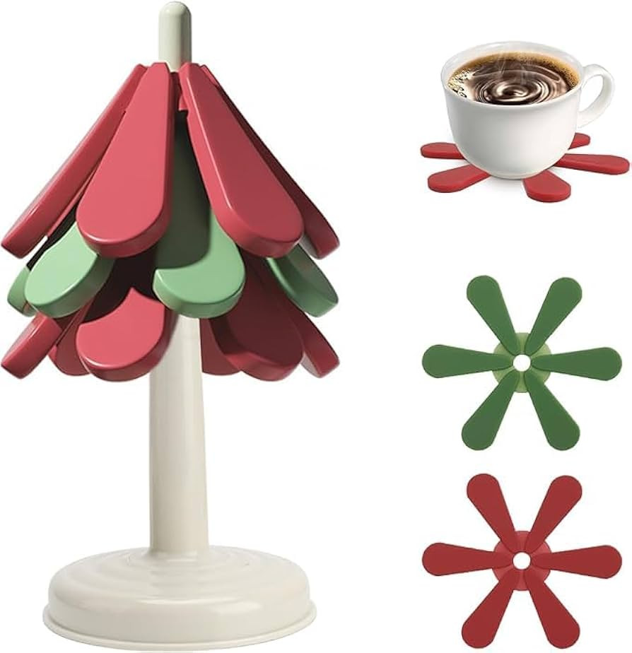 Set of 3 Silicone Tree Coasters for Christmas Decor, Trivets for Hot Dishes, Heat Resistant - Ant... | Amazon (US)