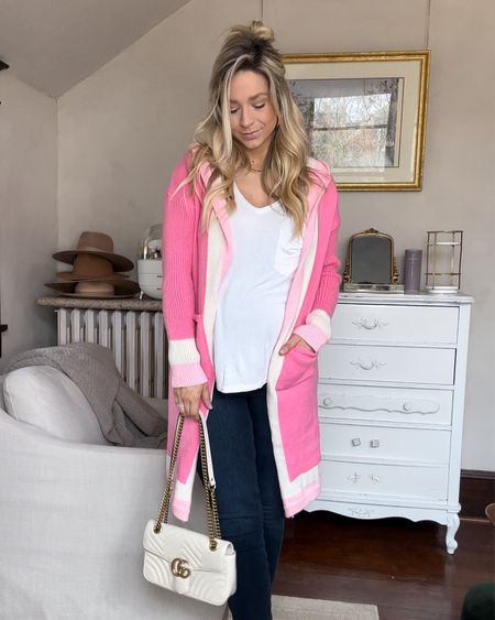 Valentine’s Day outfit inspo, pink cardigan is from temu! One size, fits like a medium I’d say! Soft and has stretch 

#LTKfindsunder50