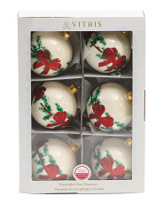 Made In Poland Set Of 6 Glass Ornaments With Bows | Pillows & Decor | Marshalls | Marshalls