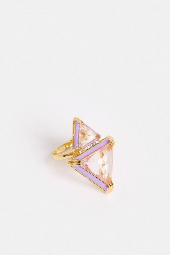 Gold Plated Coloured Gem Cocktail Ring | Karen Millen US