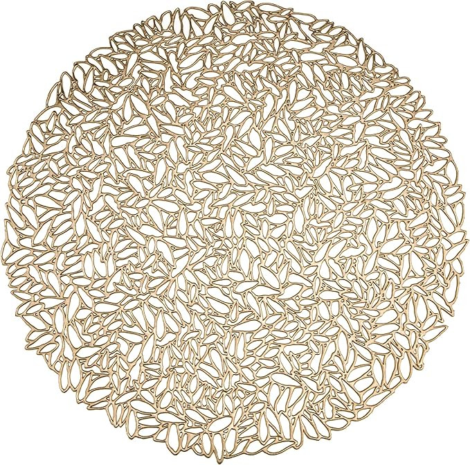 Set of 6, Gold Metallic Vinyl Round Placemats Laminated Plastic Morden Dining Table Decoration, L... | Amazon (US)
