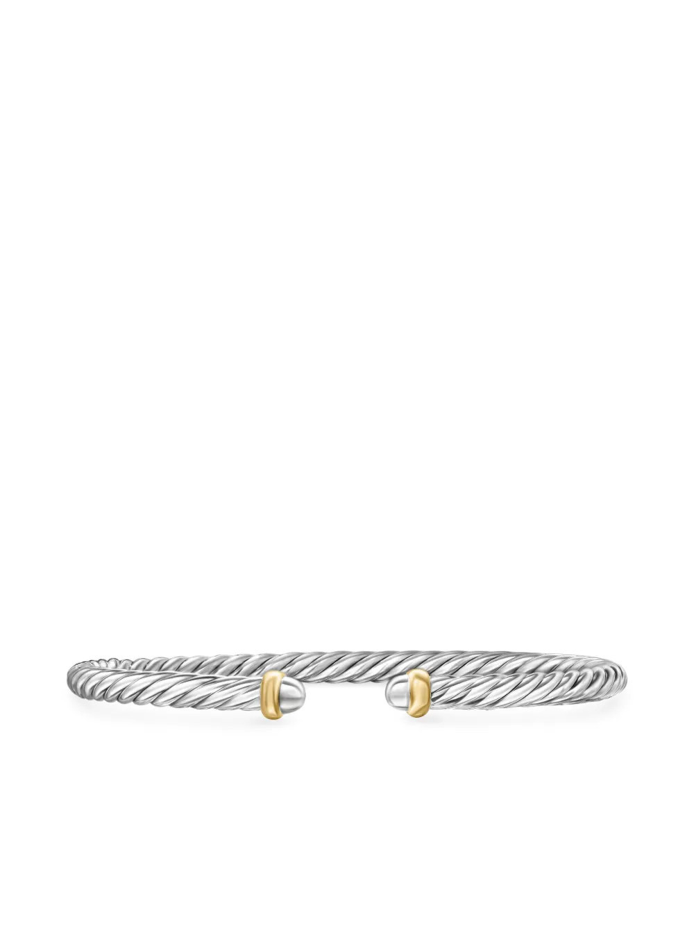 David Yurman 14kt yellow gold and sterling silver Cable Flex bracelet (4mm) | Farfetch Global