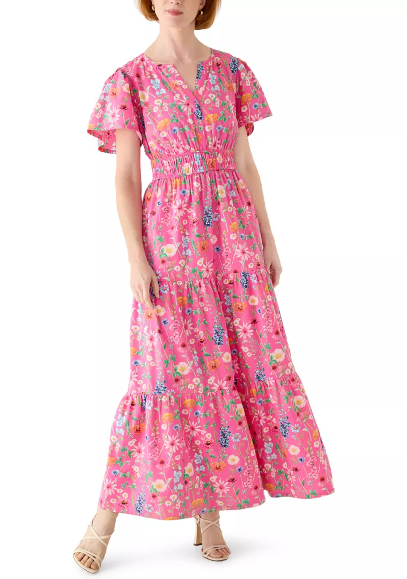 Women's Short Sleeve Waisted Midi Dress | Belk