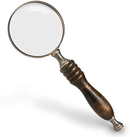 WIOR 10X Handheld Magnifying Glass Antique Copper Magnifier with Sandawood Handle,High Magnificat... | Amazon (US)