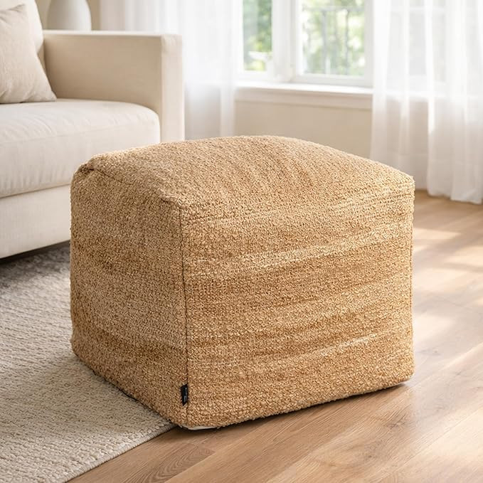 Unstuffed Pouf Ottoman Cover, DIY Fillable Floor Pouf with Storage, Indoor Outdoor Square Ottoman... | Amazon (US)