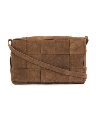 Made In Italy Suede Woven Flat Crossbody Bag | TJ Maxx
