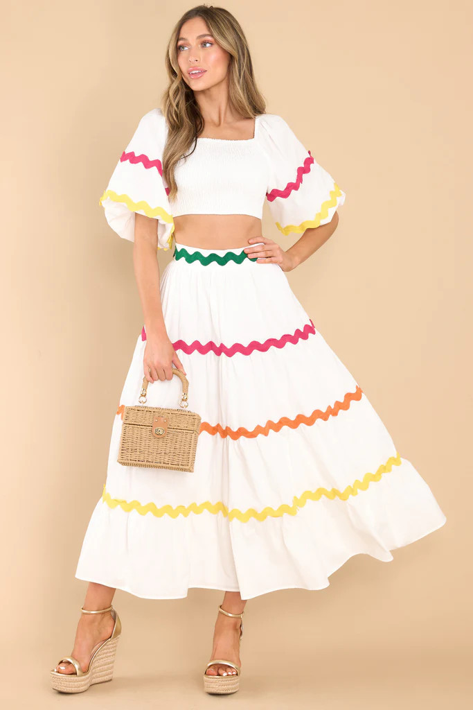 Look Again White Top | Red Dress 