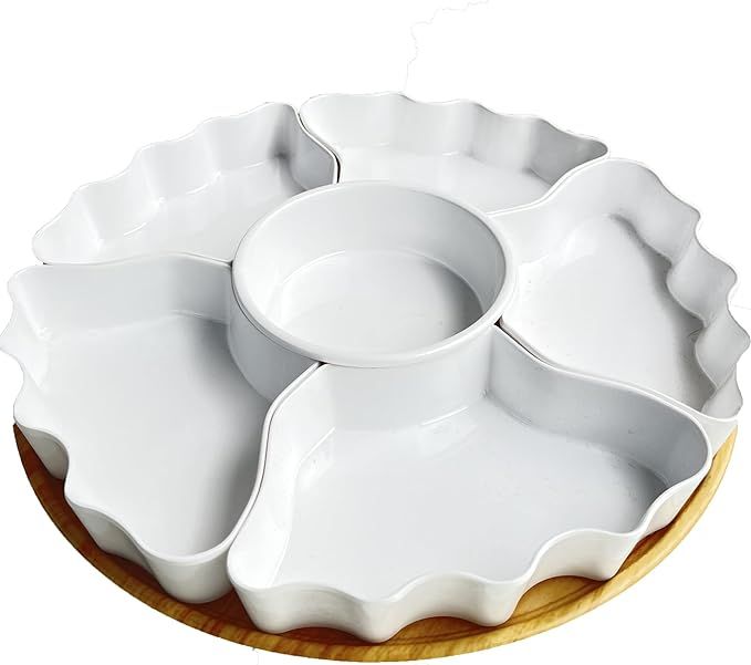 Serving Tray and Platters Melamine, 11.4 Inch Divided Serving Bowls for Party, Kitchen Decor, Rem... | Amazon (US)