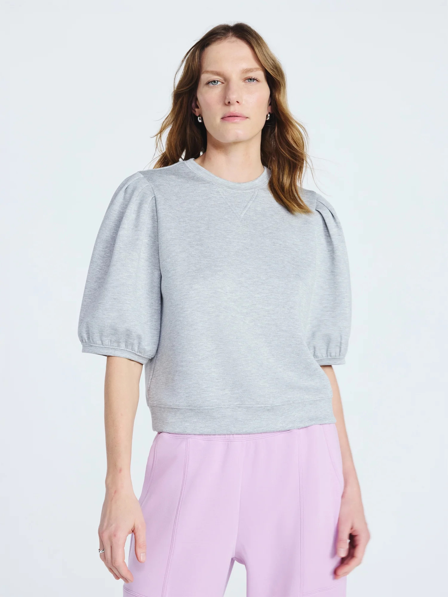 Scoop Women's and Women's Plus New Scubaknit Pleated Sleeve Top, Sizes XS-4X | Walmart (US)