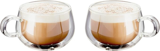 Judge Double Walled Glass Cappuccino Coffee Handled Cups, Set of 2, 225ml - Vacuum Insulated, Han... | Amazon (UK)