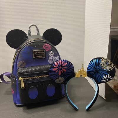 Disney Mickey Mouse Main Attraction WDW 50th Castle Fireworks Loungefly Backpack | eBay US