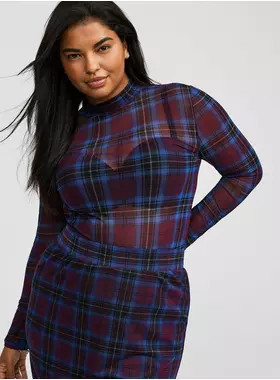 Mesh Mock Neck Long Sleeve Top | Torrid (US & Canada)