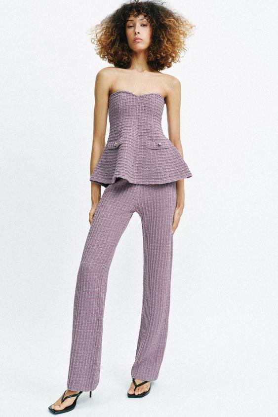 TEXTURED STRETCH BANDEAU TOP | Zara US