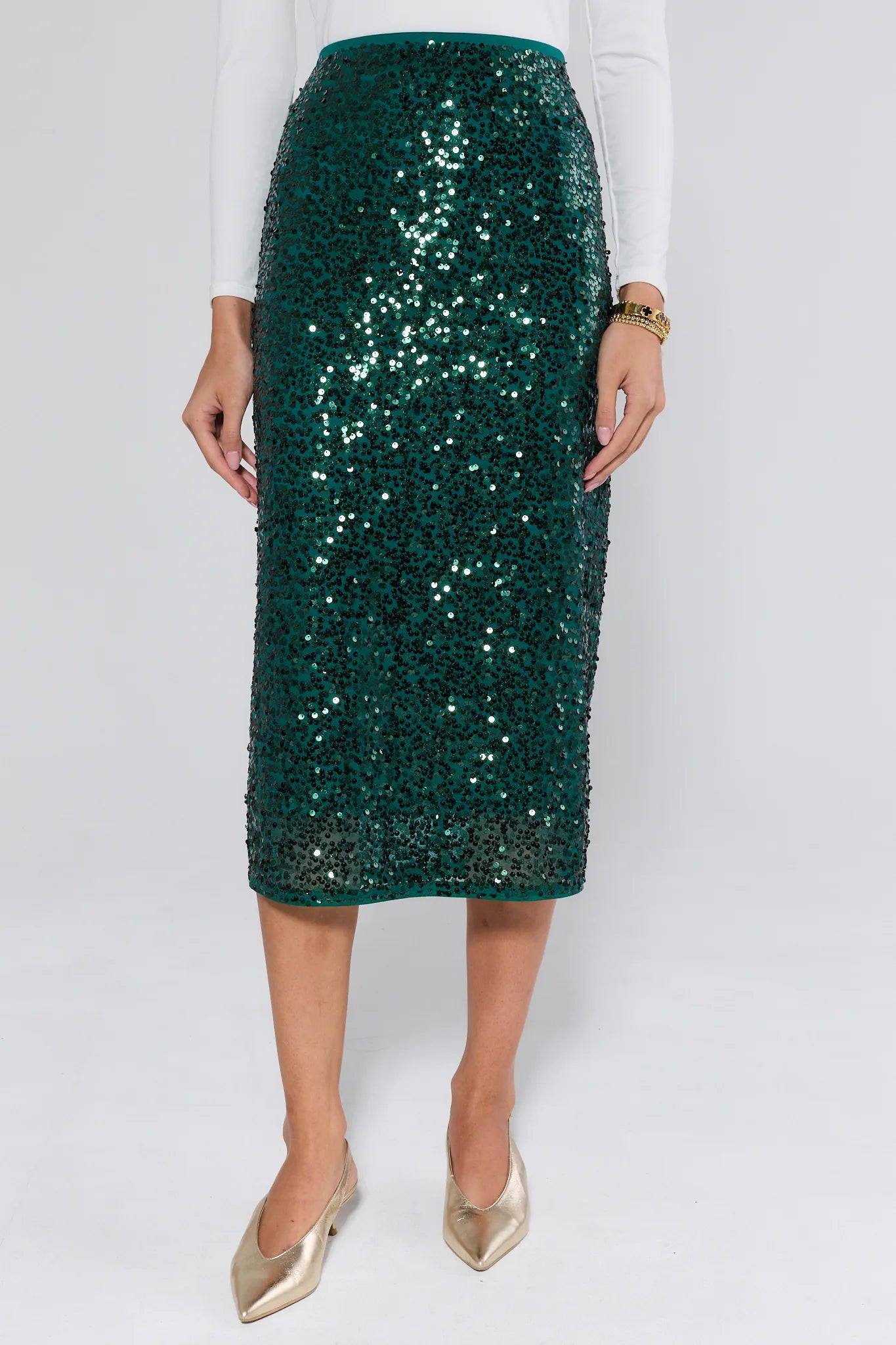 Landry Green Sequin Midi Skirt | Avara