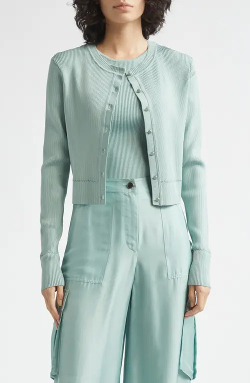 Toccin Zoe Crop Fitted Cardigan in Seabreeze at Nordstrom, Size Large | Nordstrom