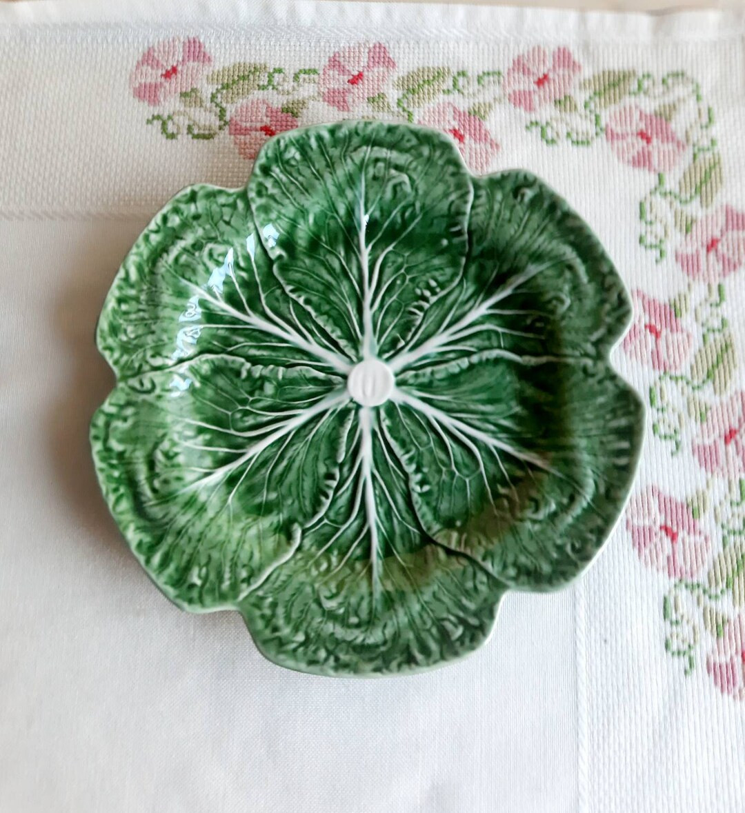 Bordallo Pinheiro cabbage green dinning plate, 10" Embossed majolica in the portuguese ceramist f... | Etsy (US)