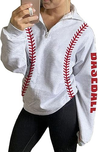 Womens Quarter Zip Shirt, Loose Casual Sweatshirt, 1/4 Zip Pullover Long Sleeve Tops for Women | Amazon (US)