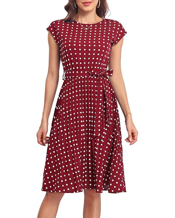 BBcoch Summer Midi Dresses for Women Petite Flowy Pleated A Line Dress | Amazon (US)