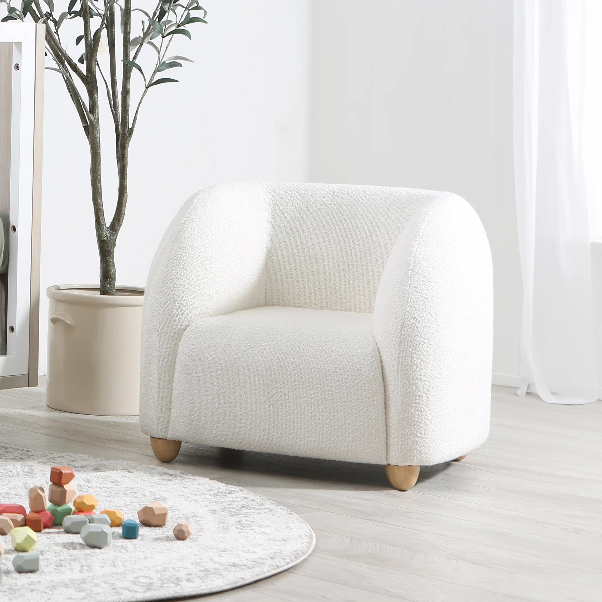 Mochi Modern Kids Club Chair In Boucle | Wayfair North America
