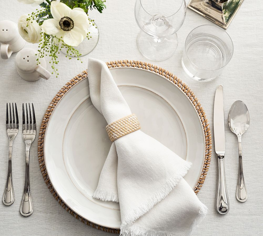 Tava Handwoven Rattan Oval Napkin Rings - Set of 4 | Pottery Barn (US)
