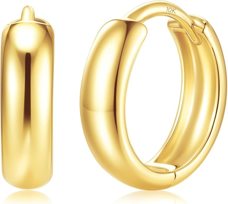 Small Solid 10k Gold Hoop Earrings for Women 3mm Wide | Gold Hoop Earrings in 12mm, 15mm & 18mm D... | Amazon (US)