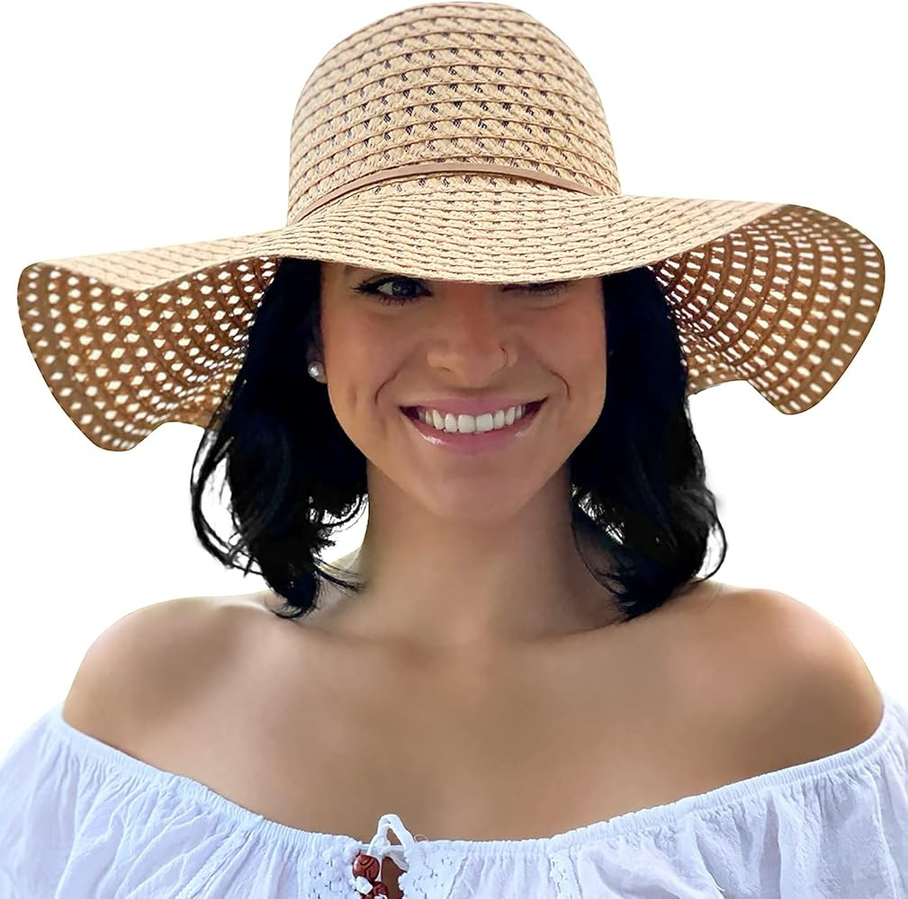 Sowift Women's Straw Sun Hat Foldable Travel Beach Accessories Wide Brim Fashion UV UPF Sun Protecti | Amazon (US)