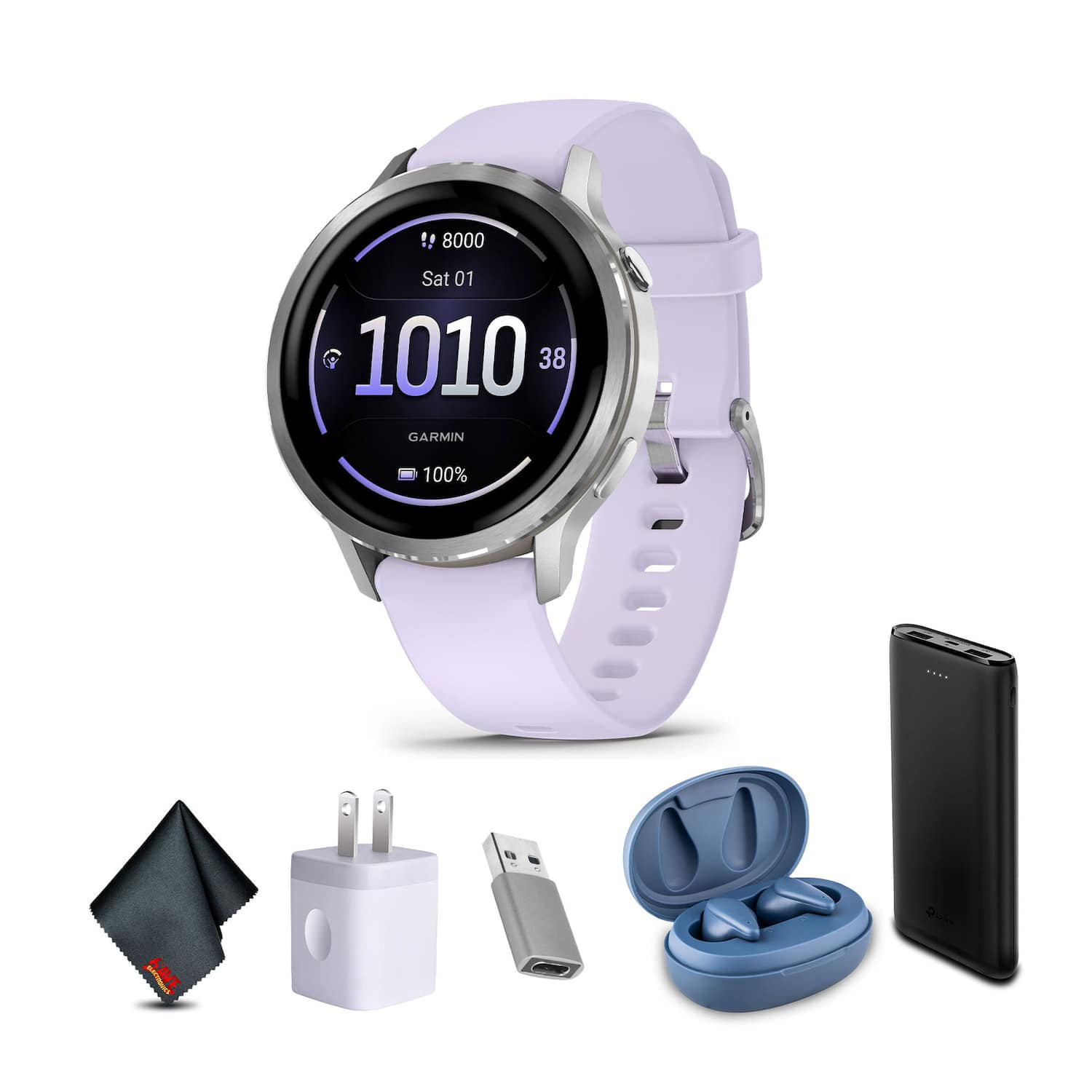 Garmin - Venu 4, 41mm, Advanced Health and Fitness GPS Smartwatch, Silver with Periwinkle Silicone Band - Silver - (2025) | Best Buy U.S.