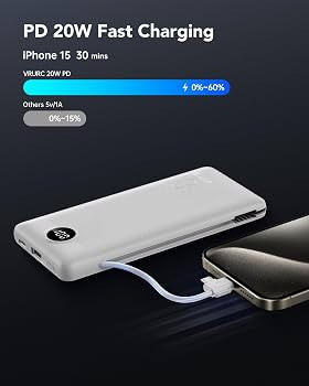 VRURC Portable Charger 10000mAh, Slim Portable Charger with Wall Plug, 22.5W USB Port Fast Chargi... | Amazon (US)