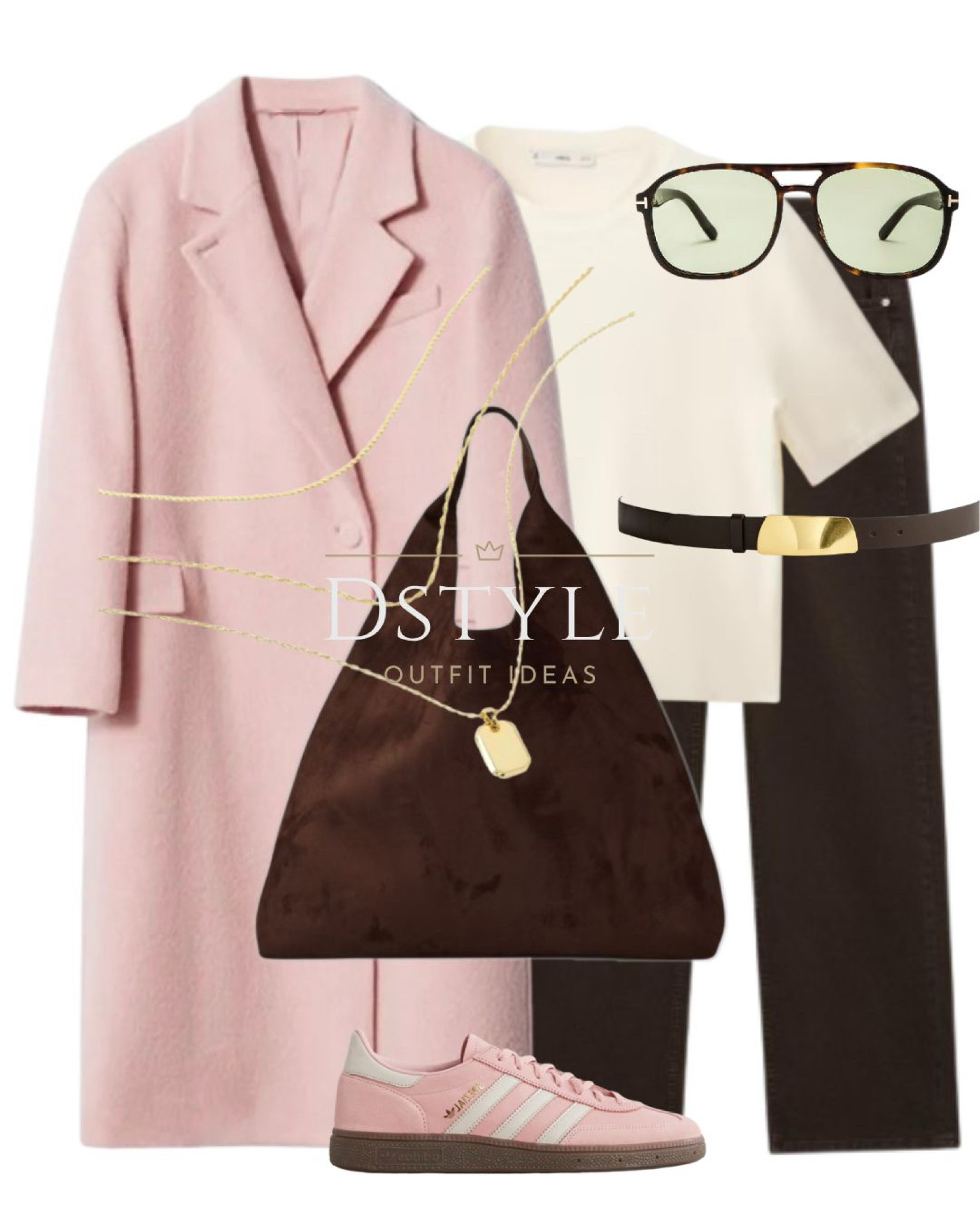 Light pink wool blend coat, brown jeans, ecru knitted top, short sleeved sweater, brown belt, chocolate brown vegan suede slouchy tote bag, Adidas Spezial Wonder Mauve / Alumina sneakers/ trainers/ shoes 

 #LTKWorkwear #LTKShoeCrush #LTKItBag