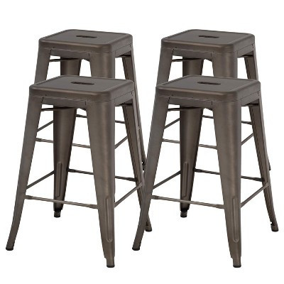 FDW Metal Bar Stools Set of 4 Counter Height Barstool Stackable Barstools 24 Inch Indoor Outdoor Patio Bar Stool Home Kitchen Dining Stool ,Bronze | Target