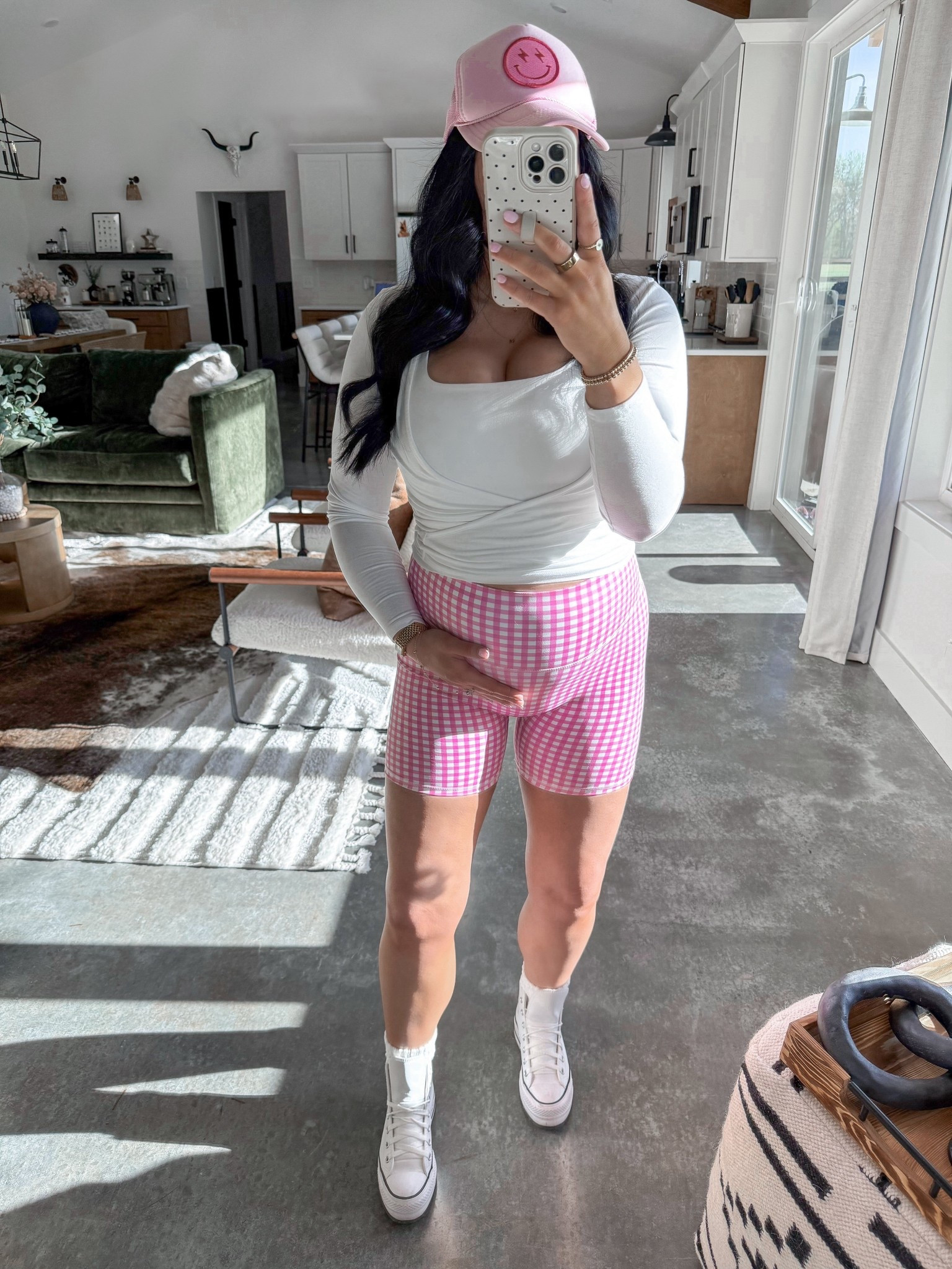 Pink Gingham Print OOTD 💕

Activewear Set — medium
Tank Top — small
Wrap Top — small

You can never go wrong with a cute activewear outfit 👏🏼 so easy to throw on and go to run some errands & is bump friendly (currently over 33 weeks pregnant 🤰🏻) These biker shorts do come with a matching sports bra as well! I decided to pair these shorts with a basic white tank top, this cute wrap long sleeve top (lightweight & perfect for spring!), a cute pink trucker hat & some slouch socks with my white leather platform converse sneakers! 🤍

#athleisure #springoutfit #amazonfashion #casualoutfit 

#LTKSeasonal #LTKootd #LTKBump