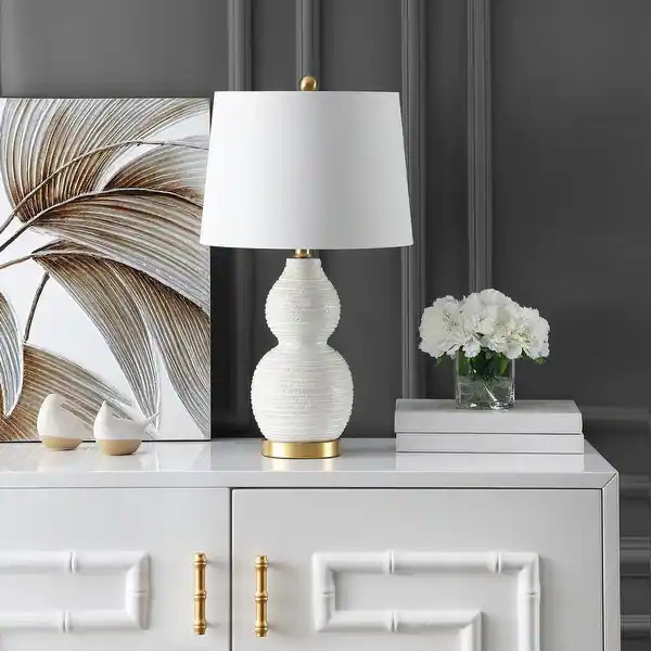 SAFAVIEH Lighting 25-inch Darsa White LED Table Lamp - 14" W x 14" L x 25.5" H | Bed Bath & Beyond