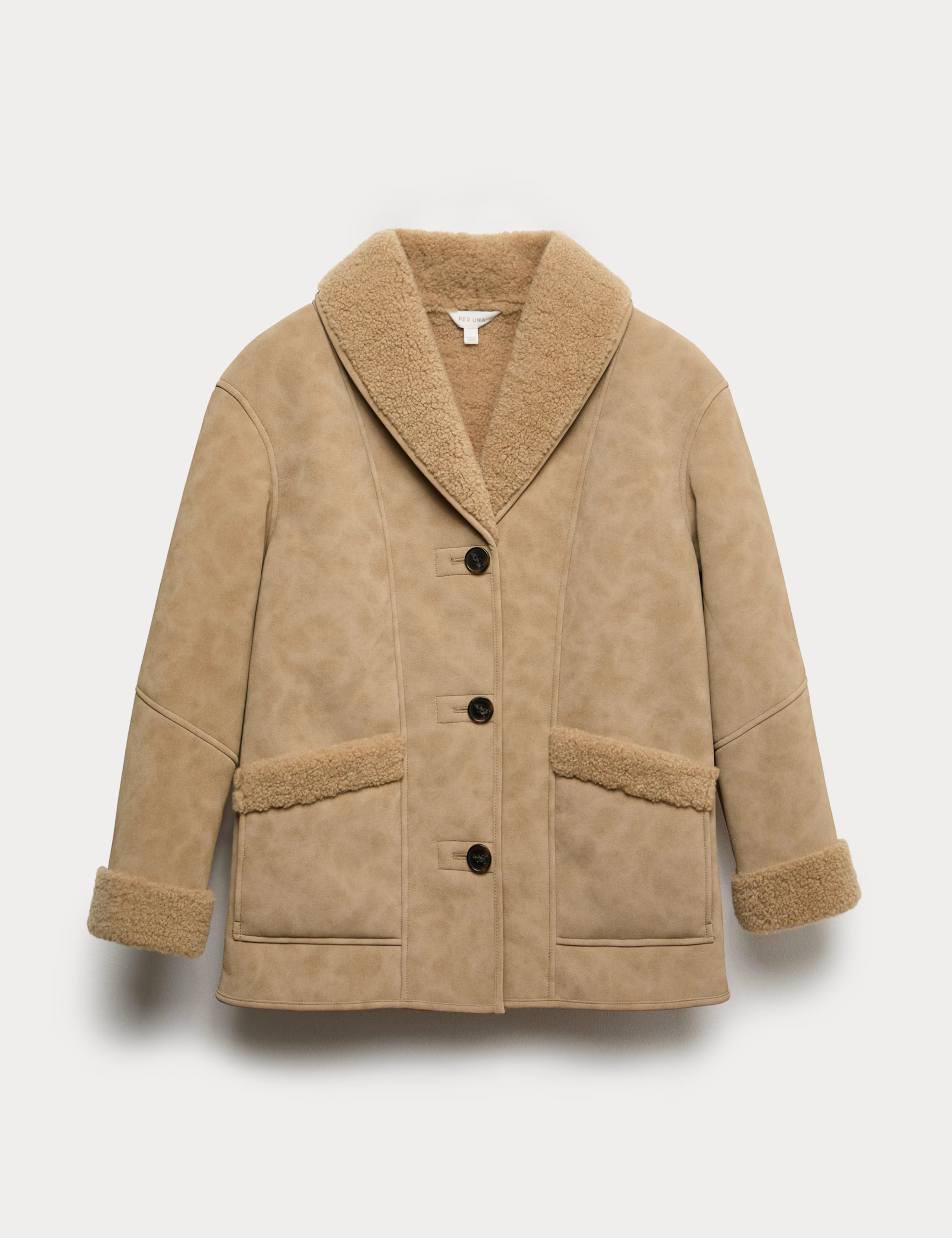 Faux Shearling Button Front Relaxed Jacket | Marks & Spencer (UK)