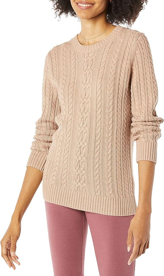 Amazon Essentials womens Soft Fisherman Cable Long-Sleeve Crewneck Sweater (Available in Plus Siz... | Amazon (US)