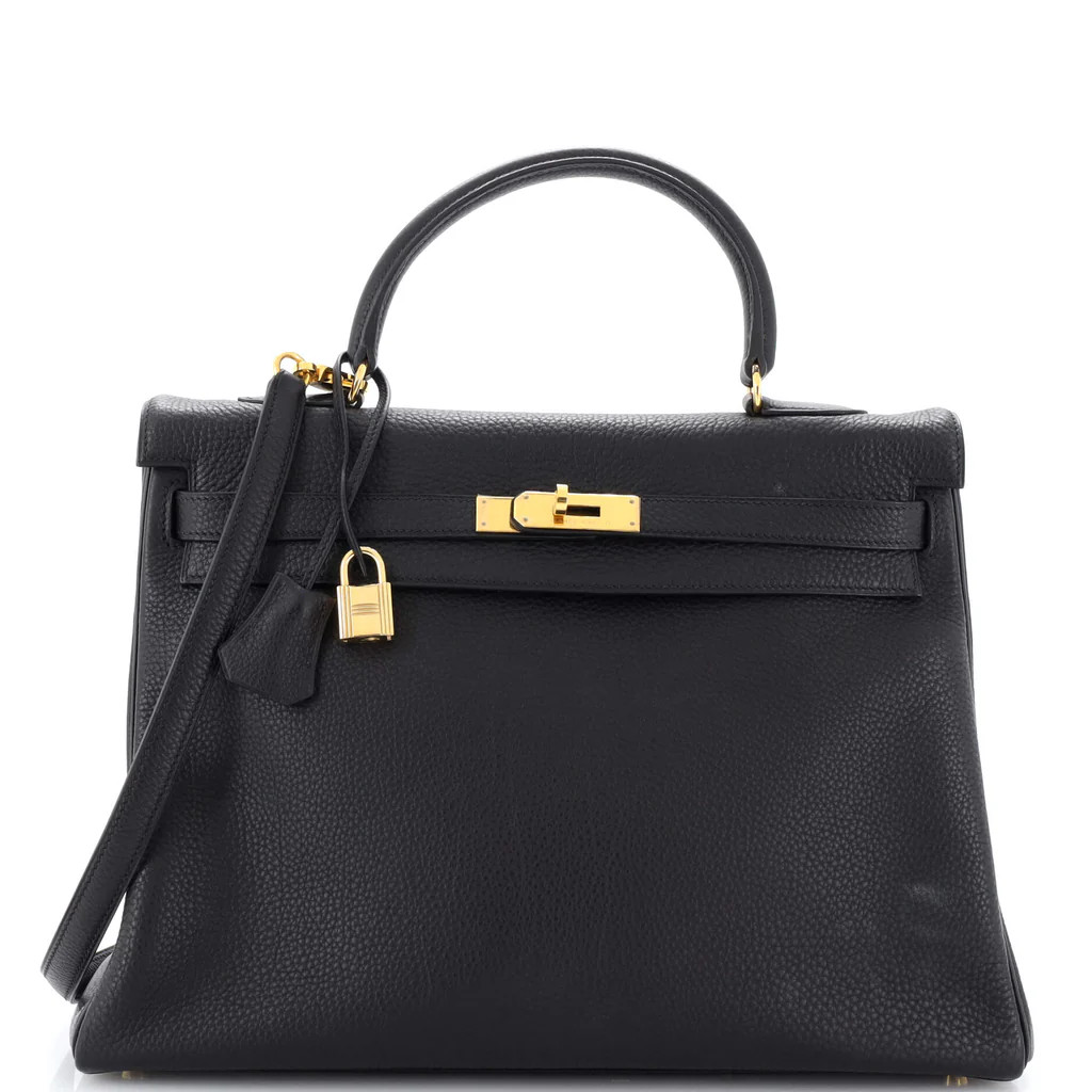 Kelly Handbag Noir Togo with Gold Hardware 35 | Rebag
