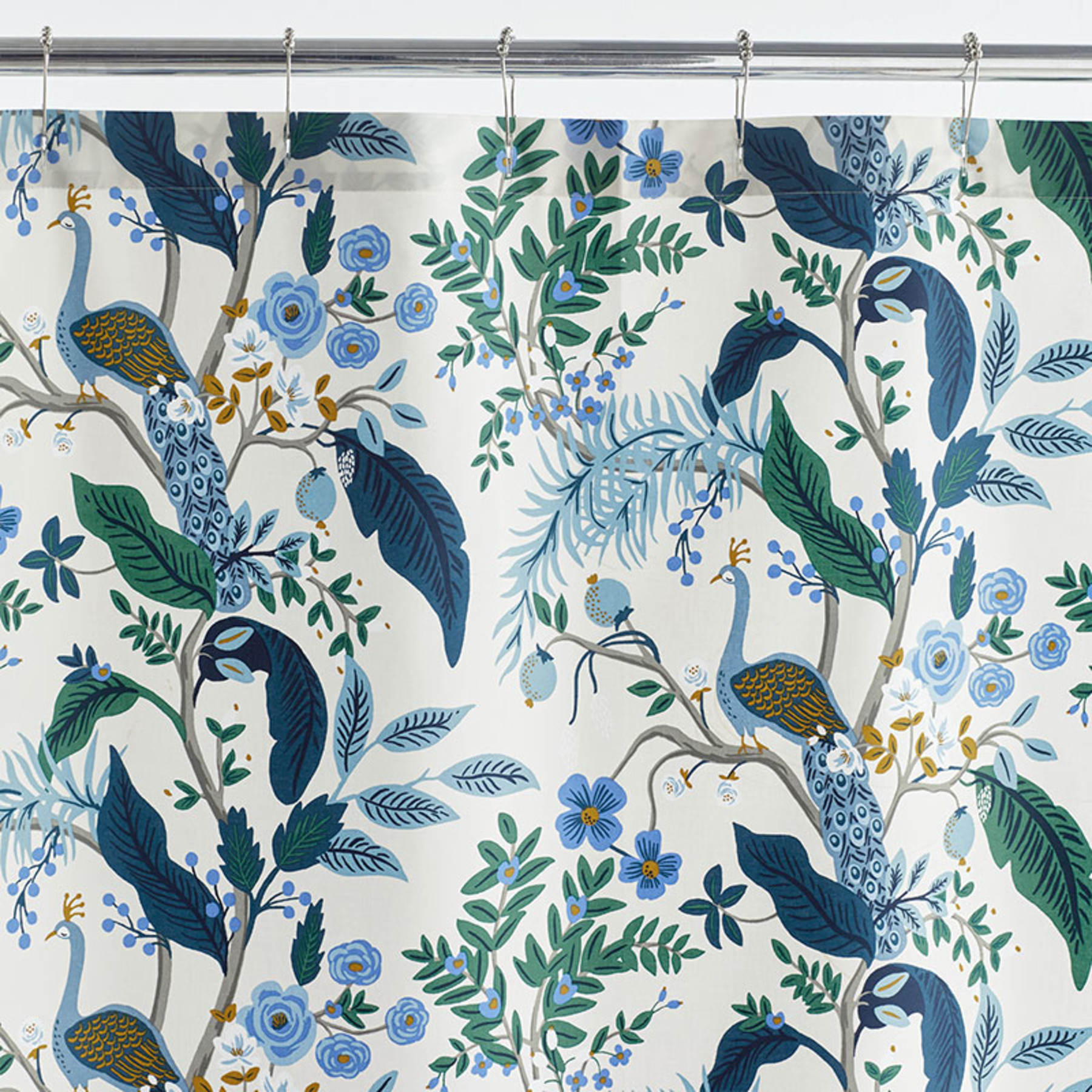 Peacock Classic Smooth Sateen Shower Curtain - Ivory Multi | The Company Store