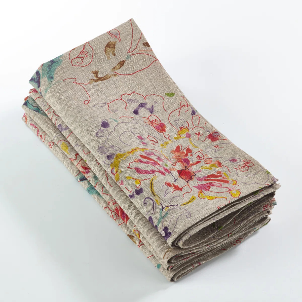 Emmanuel Linen Floral Square Napkin (Set of 4) | Wayfair North America