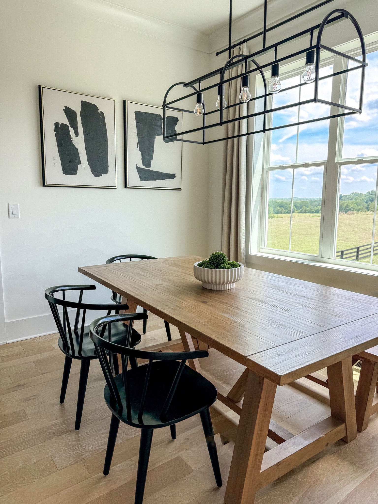 Dining Room Table, Natural Wood Leona Farmhouse Kitchen Table With Black Barrel Chairs, Neutral Blackout Curtains, 

#kitchentable #diningtable #kitchentablechairs #diningroomchairs #barrelchair #modernkitchen 

#LTKSummerSales #LTKHome