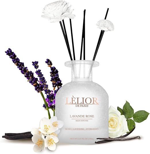 Lelior Reed Diffuser (Lavande Rose) 150ML -Rose | Lavender | Evergreen - Living Room Decor/Bedroo... | Amazon (US)