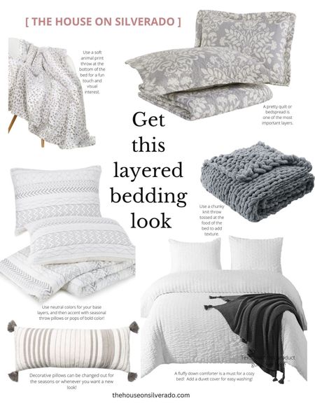There’s nothing better than a cozy bed for getting a good night’s sleep.  
Layering your bedding creates a designer look like you’d find in luxury hotels. 
Start with high-quality sheets, and then layer on a quilt or bedspread, a fluffy down comforter with a duvet cover, and then a variety of standard and decorative pillows. 
Finish with a pretty throw blanket tossed across the bottom and you’re all set for a great sleep experience. 

#LTKSeasonal #LTKGiftGuide #LTKhome