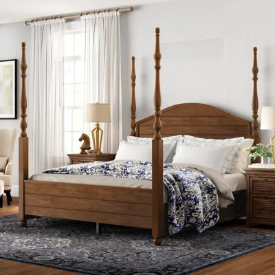 Woodside Four Poster Bed Three Posts™ Color: Oak, Size: King | Wayfair North America