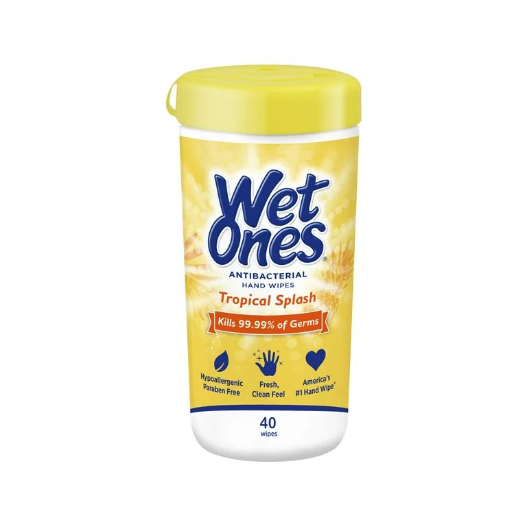 Wet Ones Antibacterial Hand Wipes Canister, Tropical Splash, 40 Ct | Walmart (US)