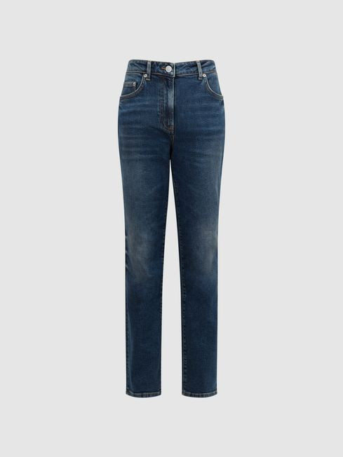 Reiss Mid Blue Phillipa Straight Leg Boyfriend Jeans | Reiss UK