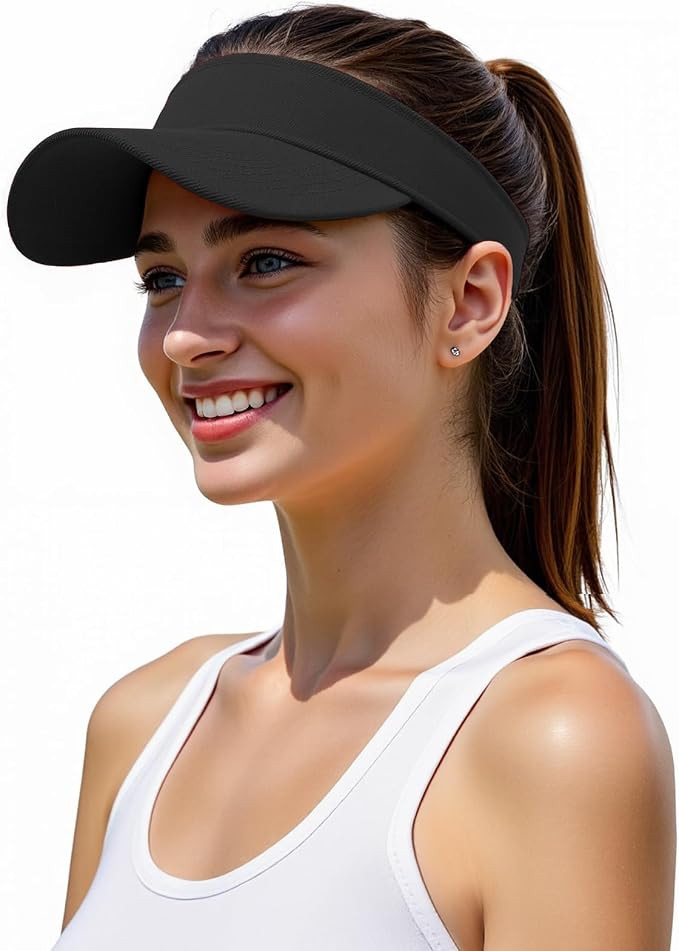 Structured Brim Quick-Dry Sun Visor Hat,Lightweight Sun Protection Sports Visor for Running Golf ... | Amazon (US)