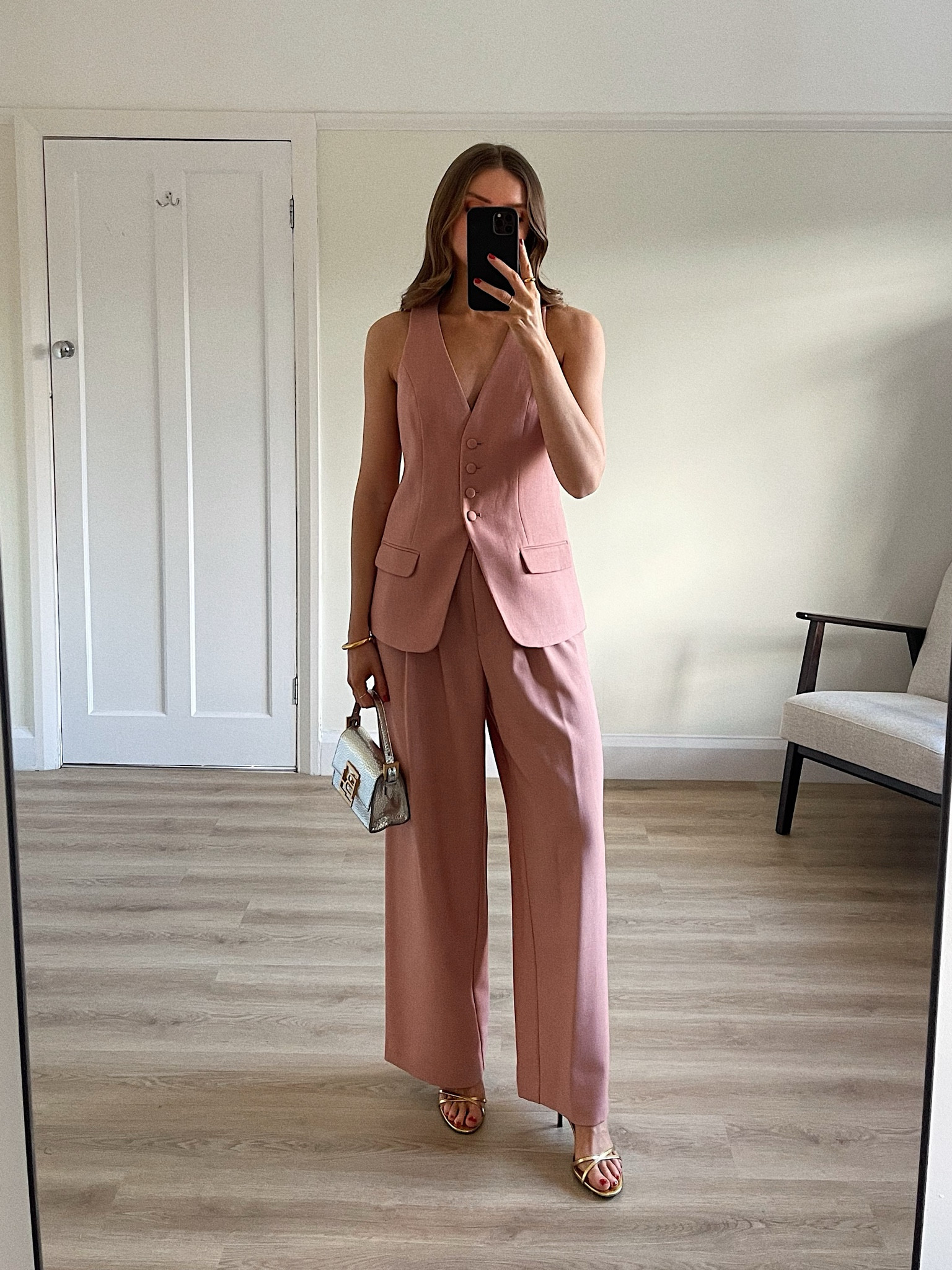 River Island occasion-wear styling 

Wearing a size 8 in the Pink Button Up Longline Waistcoat
This runs big, I would advise sizing down
The 6 would have been a better fit 

A size 8 in the Pink Pleated Wide Leg Trousers 
True to size, maybe a little on the generous side but I feel like the 6 would’ve been too big
I’m 5ft 6 for an idea of the length


ByFar silver ‘fran’bag 

Gold heels, old from Zara so have linked similar

Monica Vinader jewellery 



Wedding guest outfit
The races outfit 


#LTKstyletip #LTKSeasonal #LTKeurope