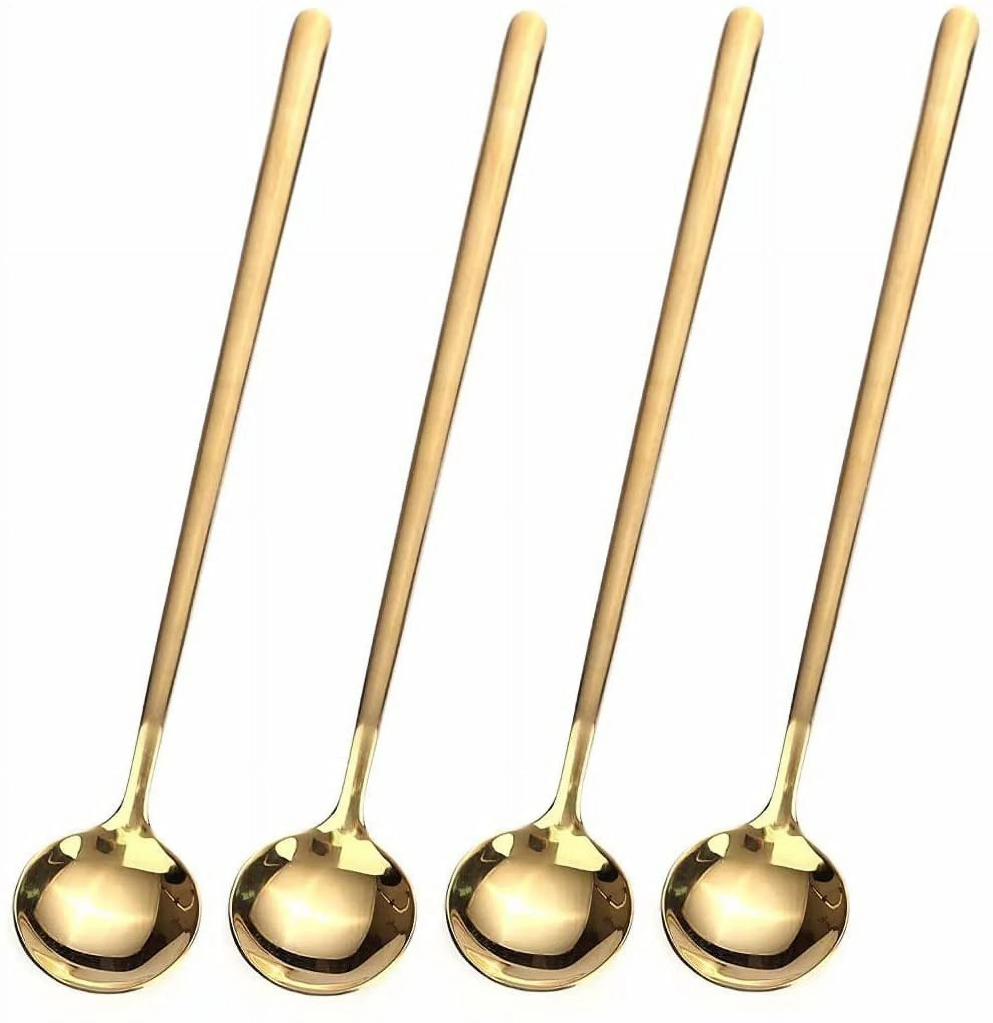4 PCS 6.7 Inches Coffee/ Tea Spoons Long Handle, Gold, Ice Tea, Espresso Stainless Steel Long Spo... | Walmart (US)