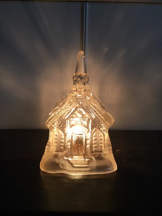 Vintage Glass Lighted Christmas Church | Etsy | Etsy (US)