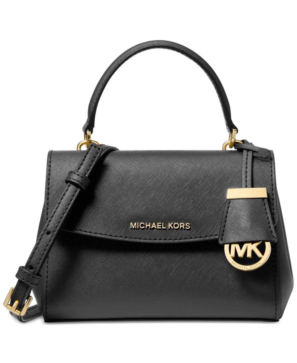 Michael Michael Kors Ava Leather Crossbody Bag - Black | Macy's