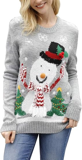 Pink Queen Women's Knitted Pullover Ugly Christmas Sweater Jumpers | Amazon (US)