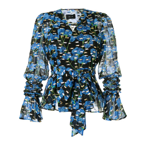 G.V.G.V. flower print wrap blouse - Blue | Farfetch EU